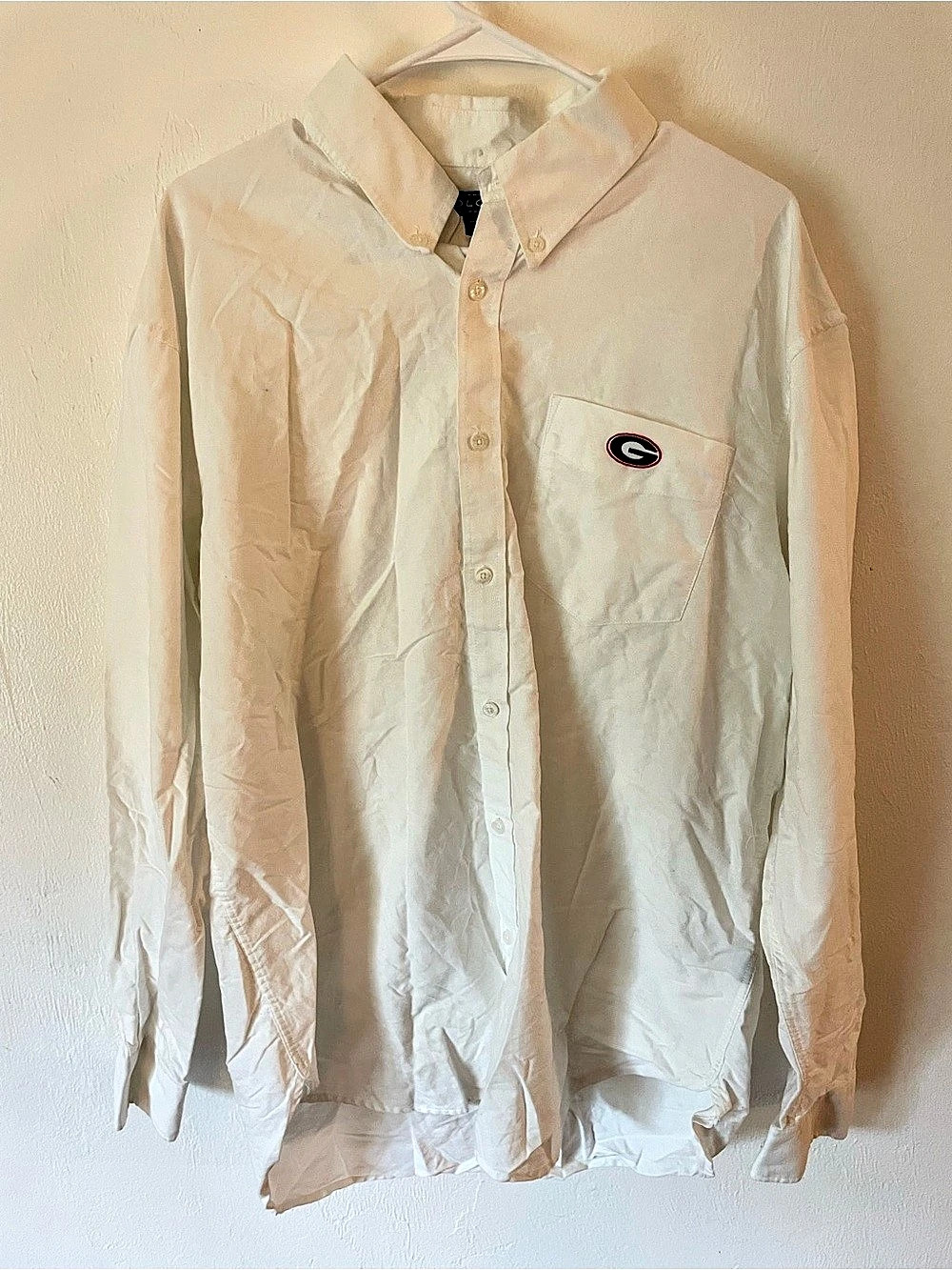 Colony Cotton Button Down Shirt in White Size Large